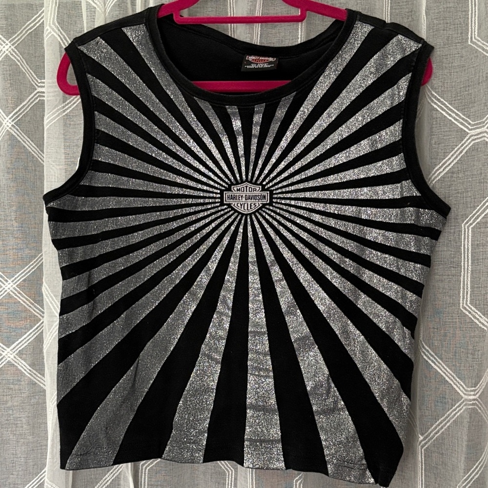Harley-Davidson Black and Silver Radiant Stripe Tank Top